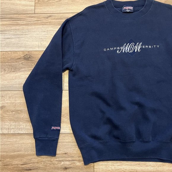 Jansport Campbell University Sweatshirt SZ Medium Navy Vintage 90s USA Made - Picture 3 of 9